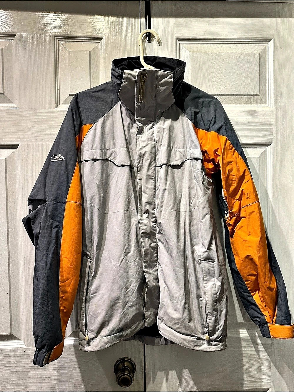 SkiRider Silver Series Color Block Ski Jacket in Gray & Orange
